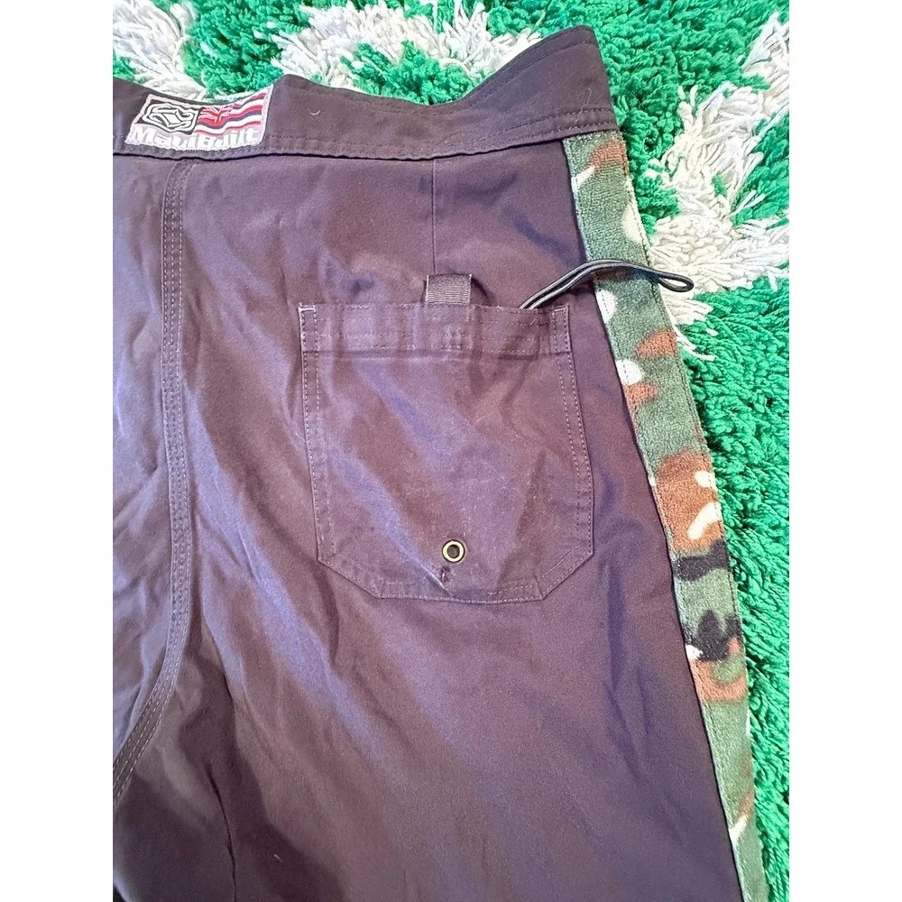 Maui Built Board Shorts Mens 35 Brown Good Camo Side Stripe Surf Swim Trunks